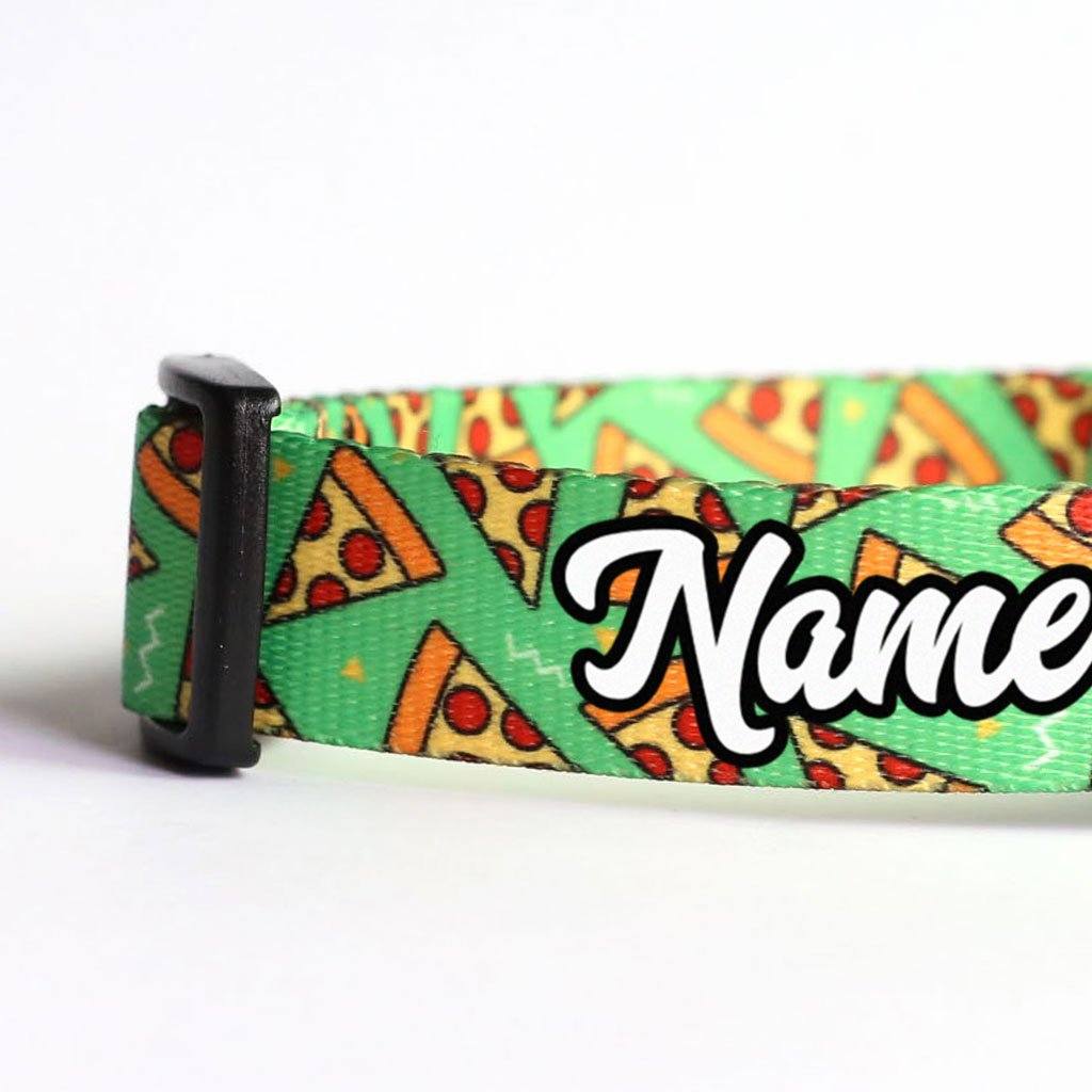 Cotton Dog Collar, Dog Pizza Collar, Metal Dog Collar