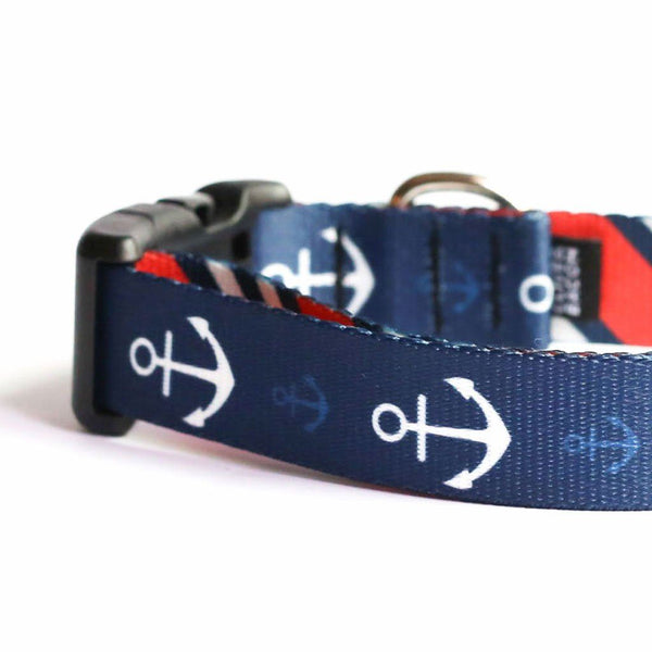 Ahoy Nautical Anchors Dog Collar - Clive and Bacon