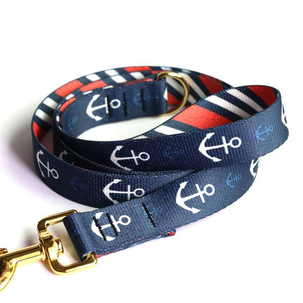 Ahoy Nautical Anchors Dog Leash - Clive and Bacon