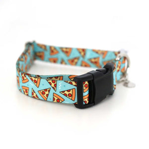 Aqua Pizza Dog Collar - Clive and Bacon