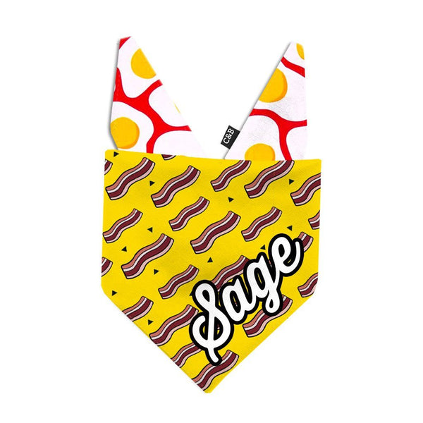 Bacon and Eggs Personalized Dog Bandana - Clive and Bacon
