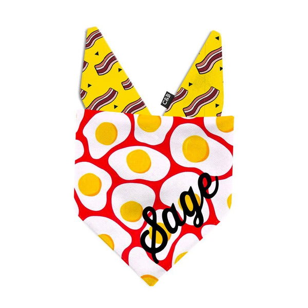 Bacon and Eggs Personalized Dog Bandana - Clive and Bacon
