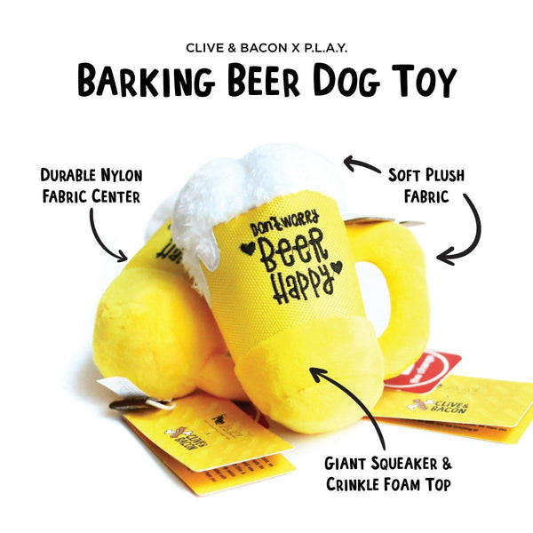 Barking Beer Dog Toy - Clive and Bacon