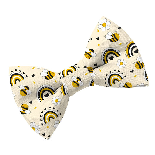 Bee Happy Dog Bow Tie - Clive and Bacon