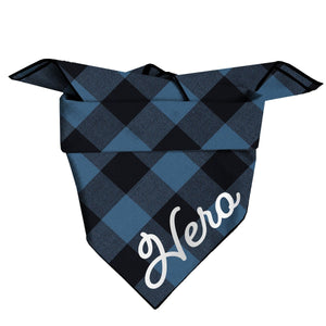 Blue Buffalo Plaid Bandana Square - Clive and Bacon