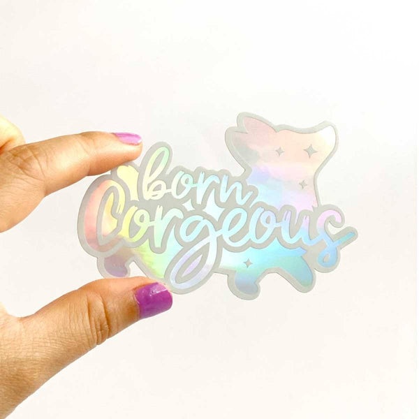 Born Corgeous Hologram Sticker - Clive and Bacon