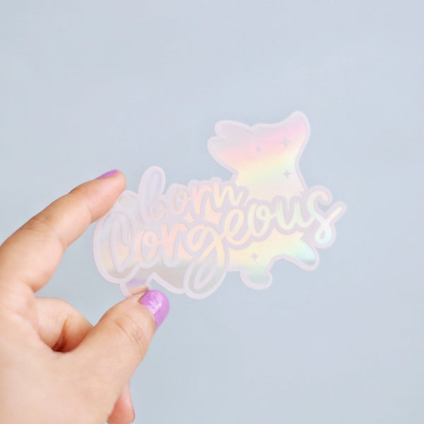 Born Corgeous Hologram Sticker - Clive and Bacon