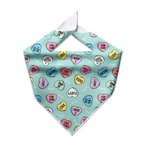 Conversation Hearts Cooling Dog Bandana - Clive and Bacon