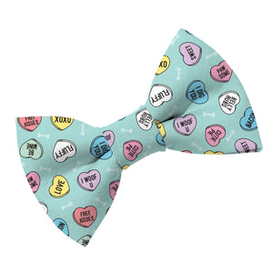 Conversation Hearts Dog Bow Tie - Clive and Bacon