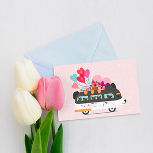 Corgi Van Valentine's Day Cards - Clive and Bacon