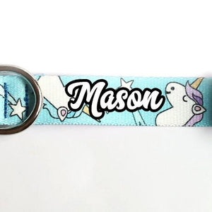 Cotton Candy Blue Unicorn Dog Collar - Clive and Bacon