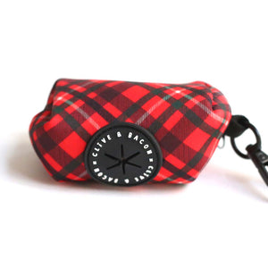 Cranberry Plaid Waste Bag Holder - Clive and Bacon