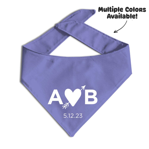 Custom Initials Save the Date Dog Bandana - Clive and Bacon