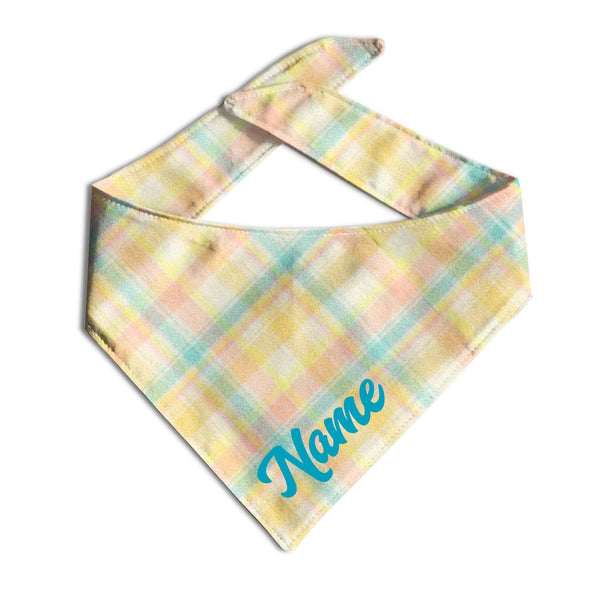 Daffodil Flannel Dog Bandana | Blue Name - Clive and Bacon