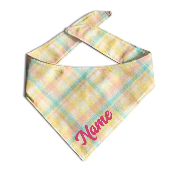 Daffodil Flannel Dog Bandana | Pink Name - Clive and Bacon
