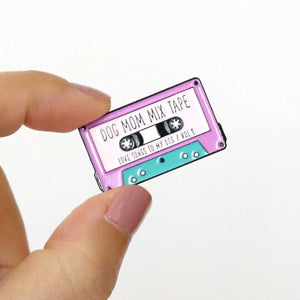 Dog Mom Mix Tape Enamel Pin - Clive and Bacon