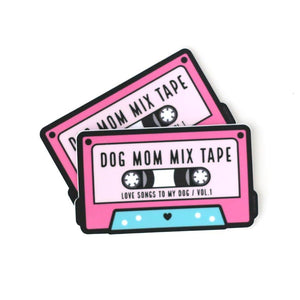 Dog Mom Mix Tape Sticker - Clive and Bacon