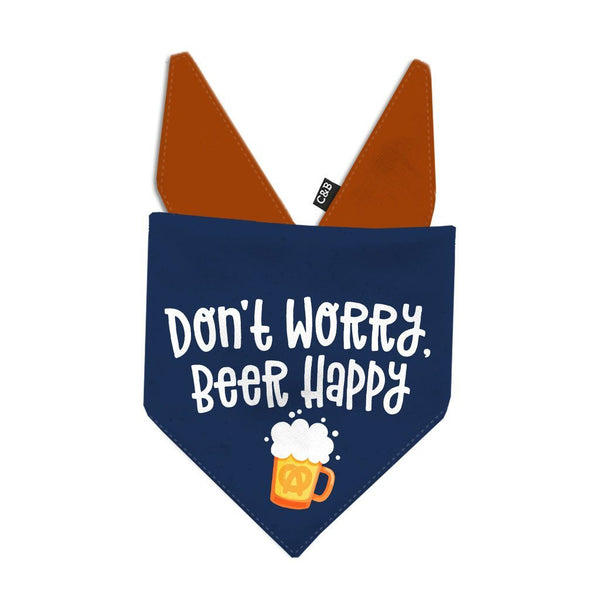 Don't Worry Beer Happy Dog Bandana - Clive and Bacon