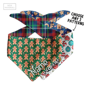 Double-sided Holiday Dog Bandana - Clive and Bacon