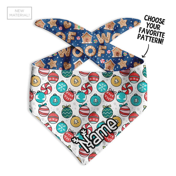 Double-sided Holiday Dog Bandana - Clive and Bacon