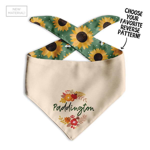 Floral Wreath Personalized Dog Bandana - Clive and Bacon