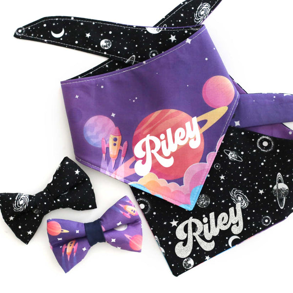 Galaxy Personalized Dog Bandana - Clive and Bacon