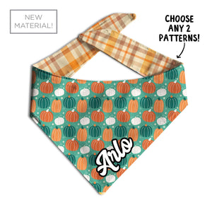 Hello Fall Double-Sided Dog Bandana - Clive and Bacon