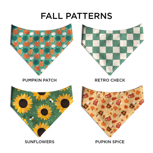 Hello Fall Double-Sided Dog Bandana - Clive and Bacon