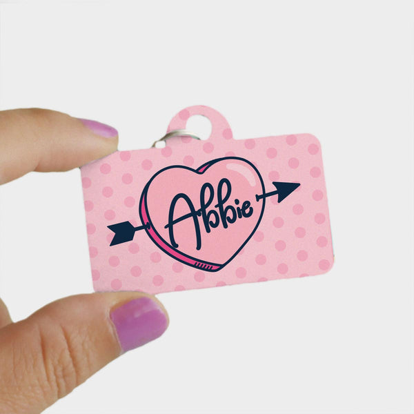 Hey Cupid Valentine's Heart Pet ID Tag | Pink - Clive and Bacon