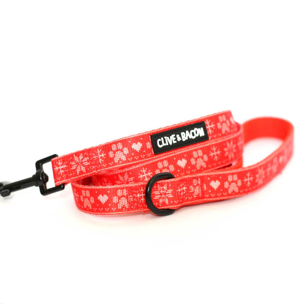 Holiday Sweater Padded Dog Leash - Clive and Bacon