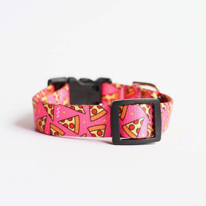 Hot Pink Pizza Dog Collar - Clive and Bacon