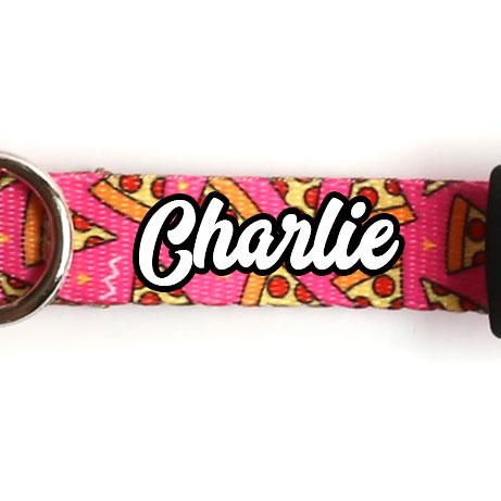 Hot Pink Pizza Dog Collar - Clive and Bacon