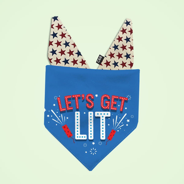 Let's Get Lit Dog Bandana - Clive and Bacon