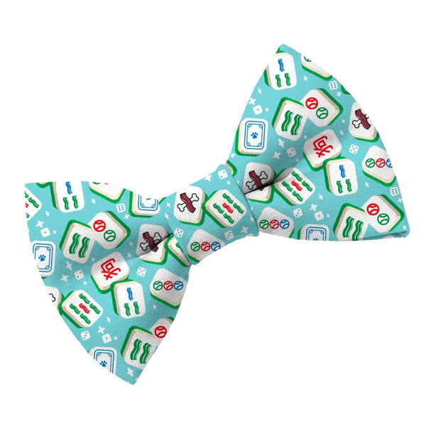 Mahjong Blues Dog Bow Tie - Clive and Bacon