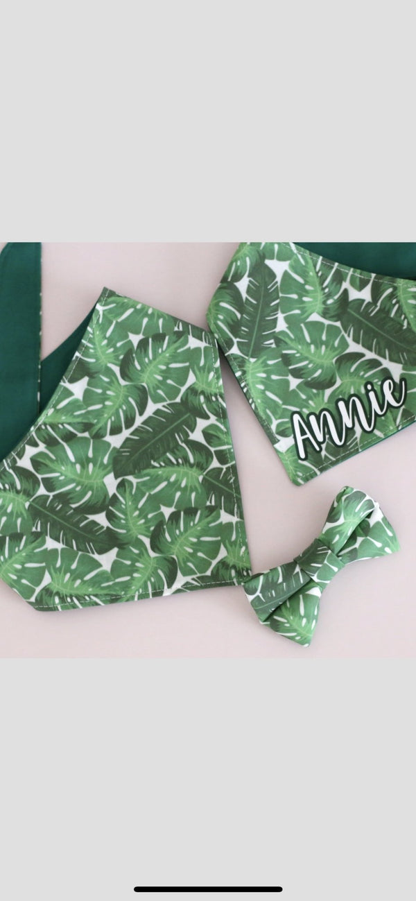 Monstera Magic Dog Bow Tie - Clive and Bacon