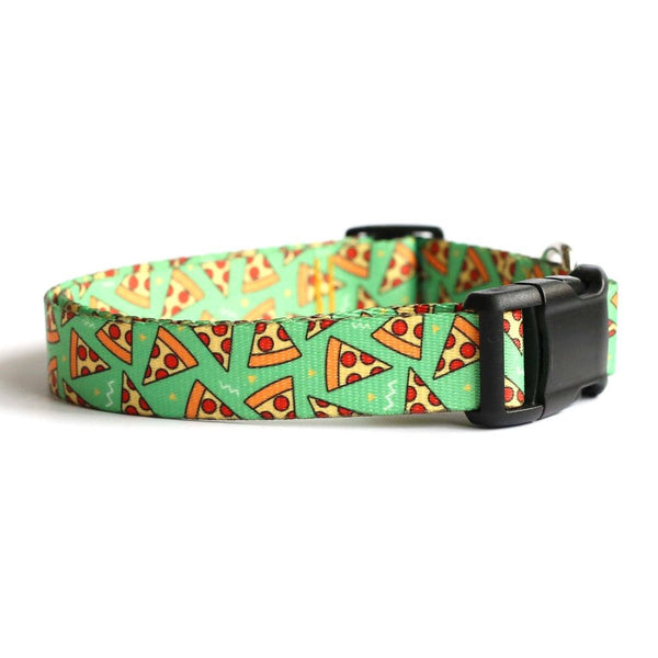 Neon Green Pizza Dog Collar - Clive and Bacon