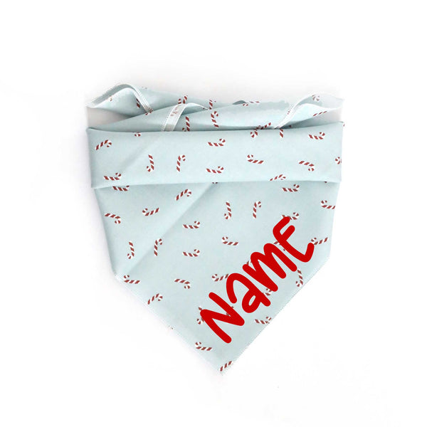 Pastel Blue Candy Cane Dog Bandana - Clive and Bacon