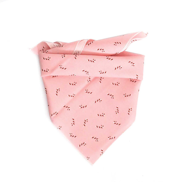 Pastel Pink Candy Cane Dog Bandana - Clive and Bacon