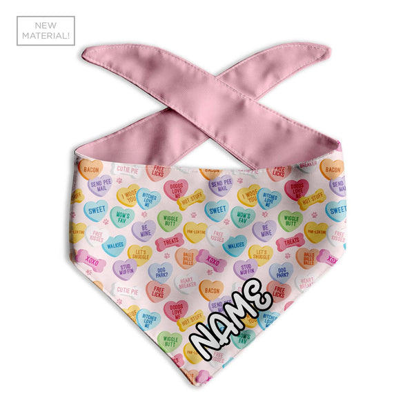 Pawlentine Candy Personalized Dog Bandana - Clive and Bacon