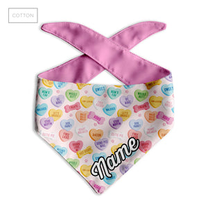 Pink Conversation Heart Custom Dog Bandana - Clive and Bacon