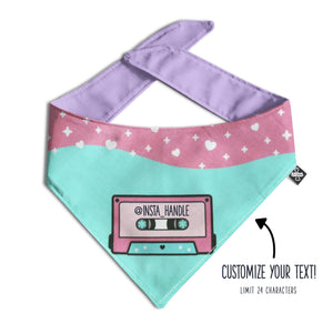 Pink Mix Tape Dog Bandana - Clive and Bacon