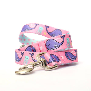 Pink Whales Dog Leash - Clive and Bacon