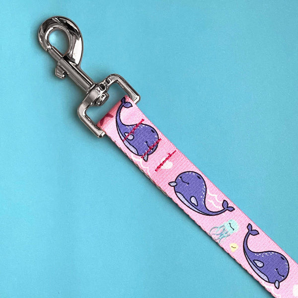 Pink Whales Dog Leash - Clive and Bacon