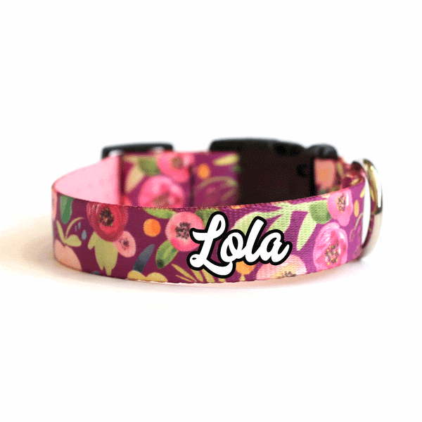 Plum Floral Dog Collar - Clive and Bacon