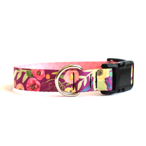 Plum Floral Dog Collar - Clive and Bacon