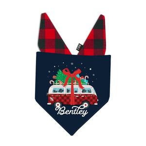 Pre-Order| Happy Howlidays Retro Van Dog Bandana - Clive and Bacon