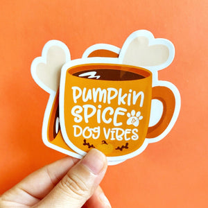 Pumpkin Spice and Dog Vibes Sticker - Clive and Bacon