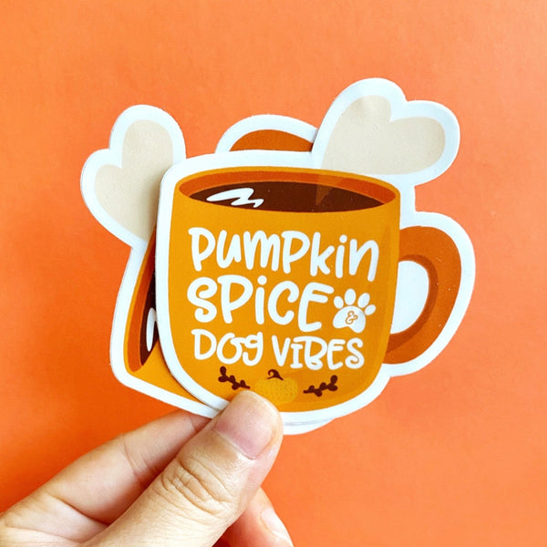 Pumpkin Spice and Dog Vibes Sticker - Clive and Bacon
