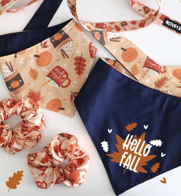 Pupkin Spice Dog Bandana - Clive and Bacon