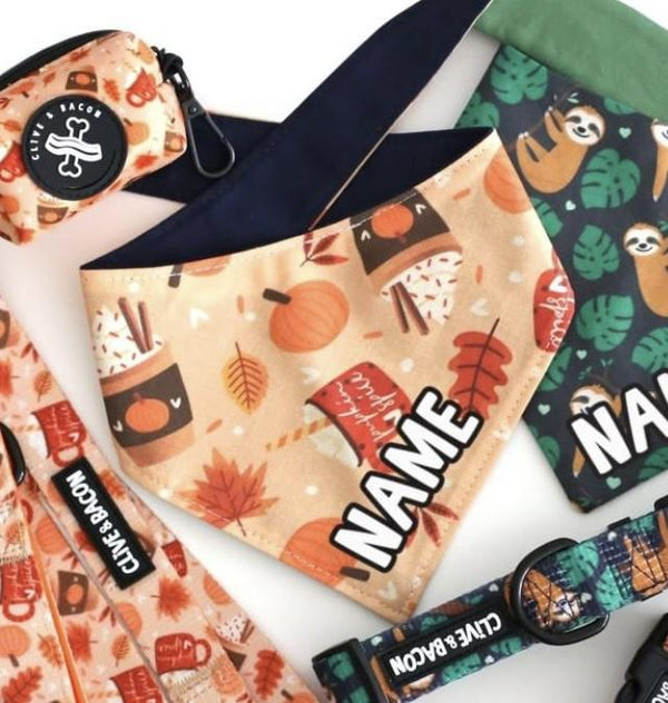 Pupkin Spice Dog Bandana - Clive and Bacon